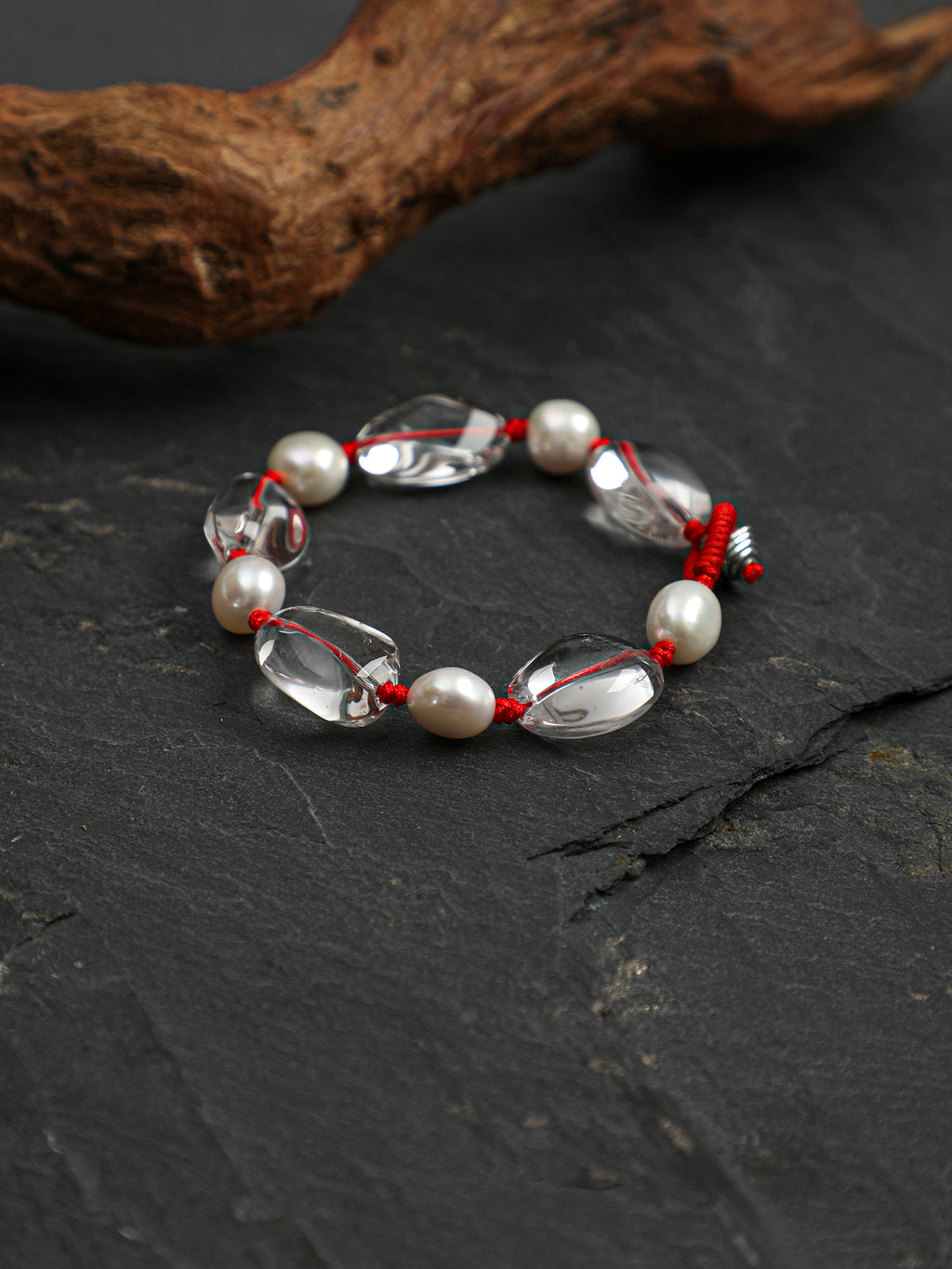 White Crystal & Baroque Pearl Abundance Bracelet