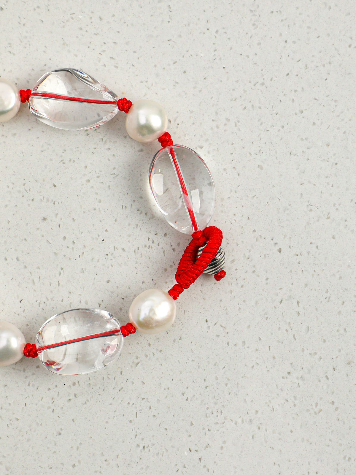 White Crystal & Baroque Pearl Abundance Bracelet