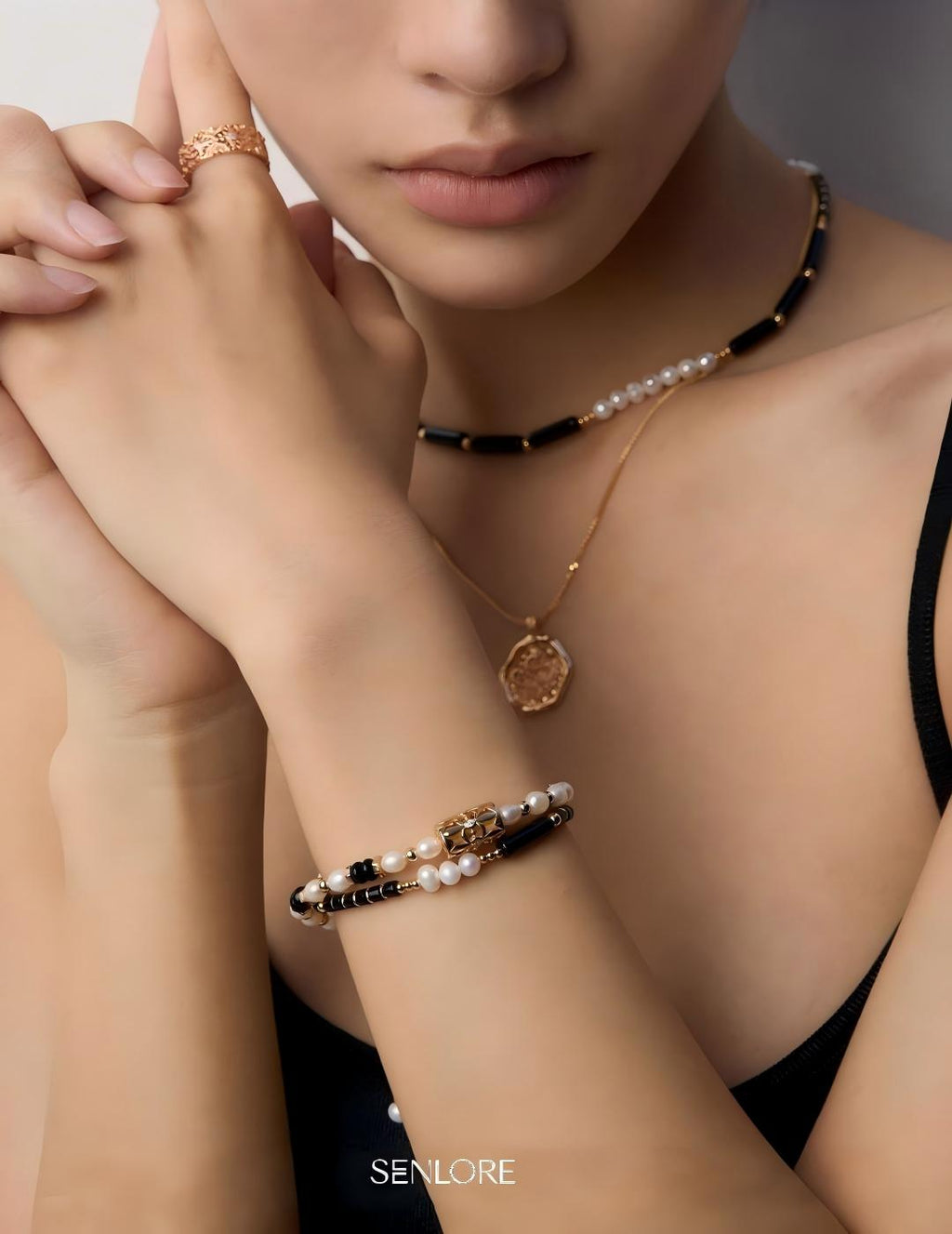Iris Barrel Pearl Bracelet — Sterling Silver, 18K Gold Vermeil, cubic zirconia, natural freshwater pearl | SENLORE