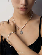 Iris Barrel Pearl Bracelet — Sterling Silver, 18K Gold Vermeil, cubic zirconia, natural freshwater pearl | SENLORE