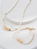 Cylinder Pearl Bracelet — 18K Gold Vermeil, natural freshwater pearl | SENLORE