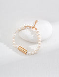 Cylinder Pearl Bracelet — 18K Gold Vermeil, natural freshwater pearl | SENLORE