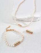 Cylinder Pearl Bracelet — 18K Gold Vermeil, natural freshwater pearl | SENLORE