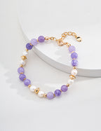 Pearl Kunzite Bracelet — 18K Gold Vermeil, natural freshwater pearl, natural kunzite | SENLORE