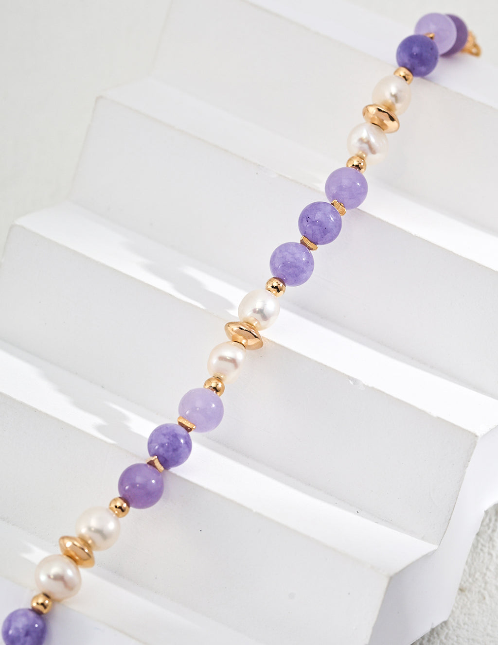 Pearl Kunzite Bracelet — 18K Gold Vermeil, natural freshwater pearl, natural kunzite | SENLORE