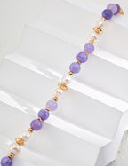 Pearl Kunzite Bracelet — 18K Gold Vermeil, natural freshwater pearl, natural kunzite | SENLORE