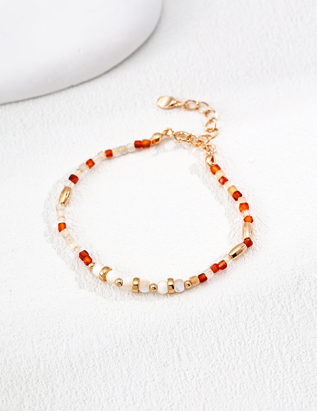 Red Agate Mother-of-Pearl Necklace — 18K Gold Vermeil, red agate, mother-of-pearl bead | SENLORE