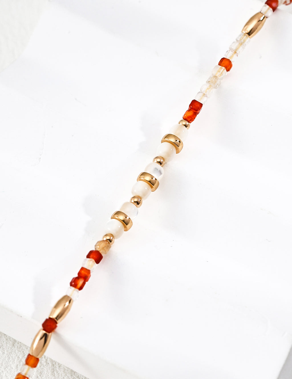 Red Agate Mother-of-Pearl Necklace — 18K Gold Vermeil, red agate, mother-of-pearl bead | SENLORE