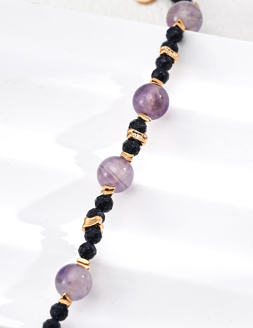Lavender Amethyst Blue Goldstone Bracelet — 18K Gold Vermeil, amethyst, blue goldstone | SENLORE