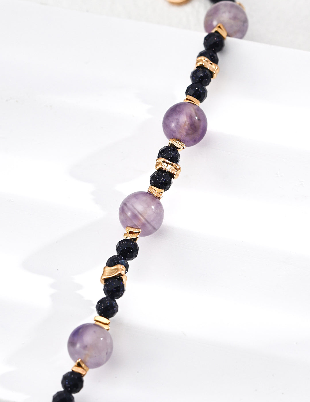 Lavender Amethyst Blue Goldstone Bracelet — 18K Gold Vermeil, amethyst, blue goldstone | SENLORE