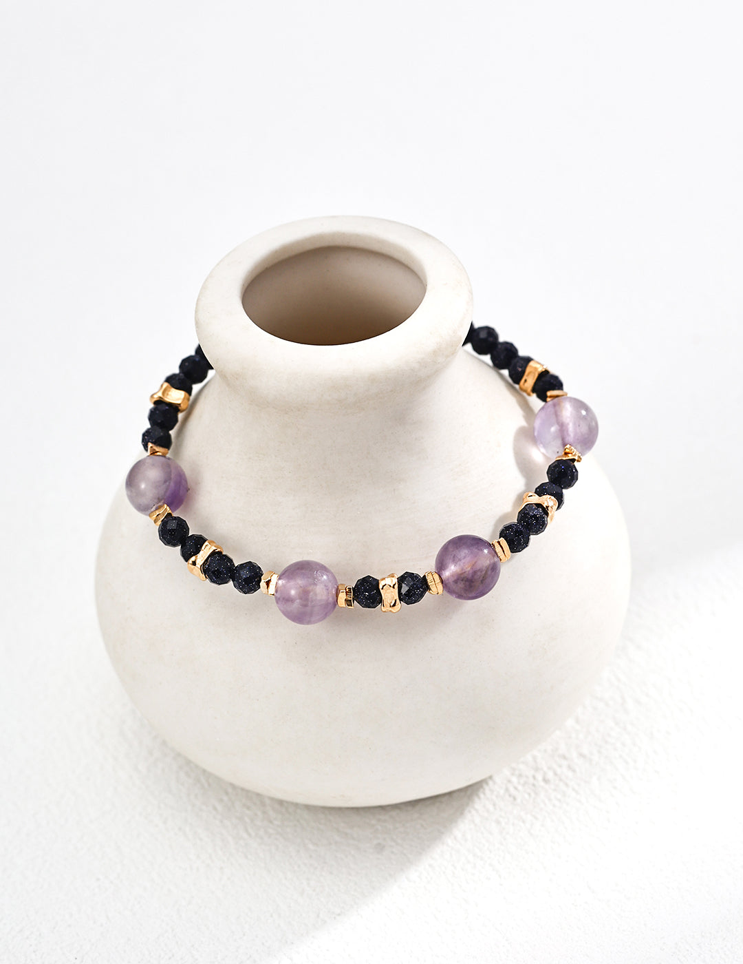 Lavender Amethyst Blue Goldstone Bracelet — 18K Gold Vermeil, amethyst, blue goldstone | SENLORE