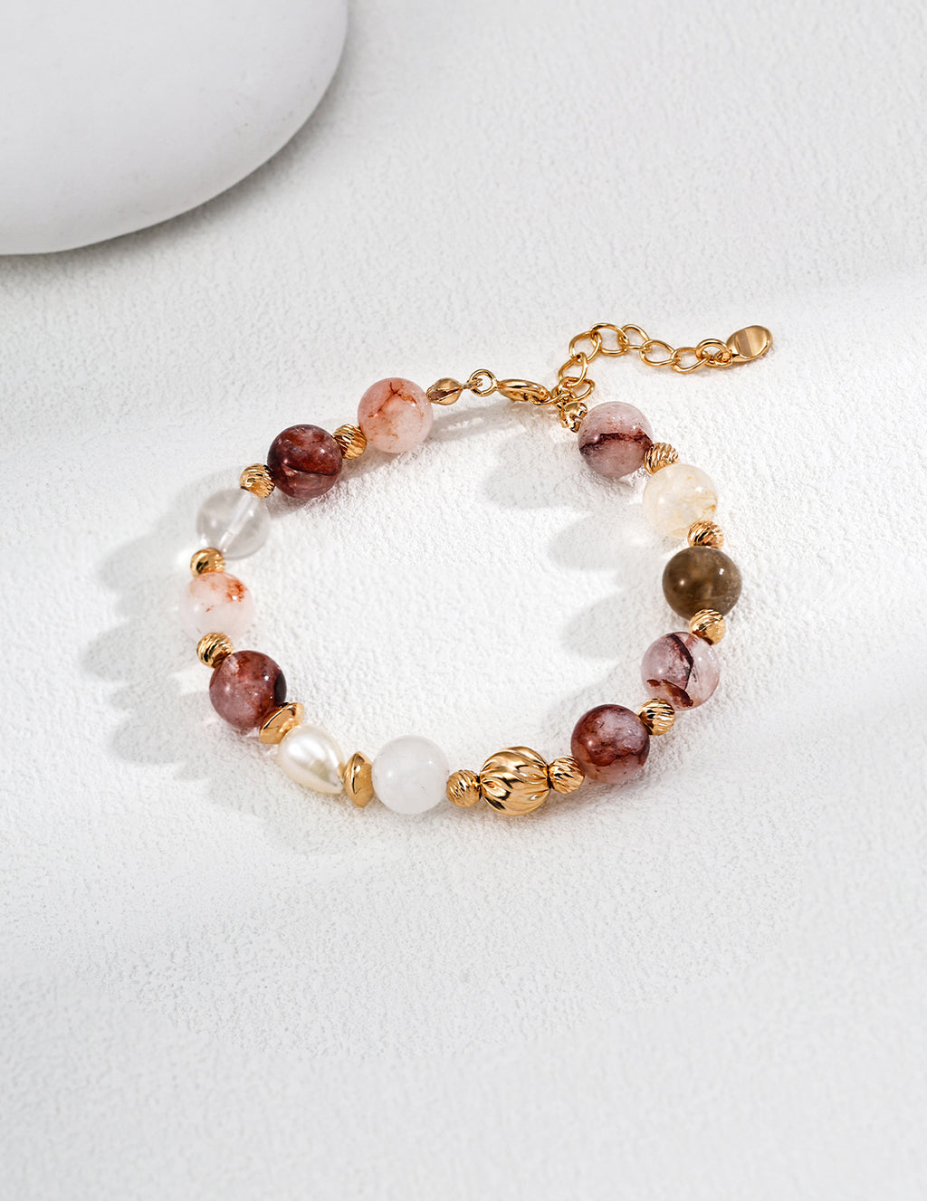 Twist Red Crystal Pearl Bracelet — 18K Gold Vermeil, natural freshwater pearl, red flower crystal | SENLORE