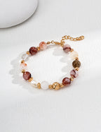 Twist Red Crystal Pearl Bracelet — 18K Gold Vermeil, natural freshwater pearl, red flower crystal | SENLORE