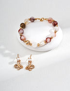 Twist Red Crystal Pearl Bracelet — 18K Gold Vermeil, natural freshwater pearl, red flower crystal | SENLORE