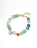 Green Fluorite Zircon Pearl Bracelet — 18K Gold Vermeil, natural freshwater pearl, cubic zirconia, green fluorite | SENLORE