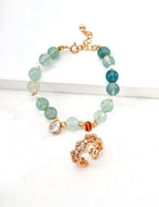 Green Fluorite Zircon Pearl Bracelet — 18K Gold Vermeil, natural freshwater pearl, cubic zirconia, green fluorite | SENLORE