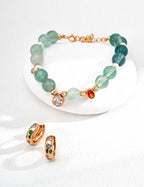 Green Fluorite Zircon Pearl Bracelet — 18K Gold Vermeil, natural freshwater pearl, cubic zirconia, green fluorite | SENLORE