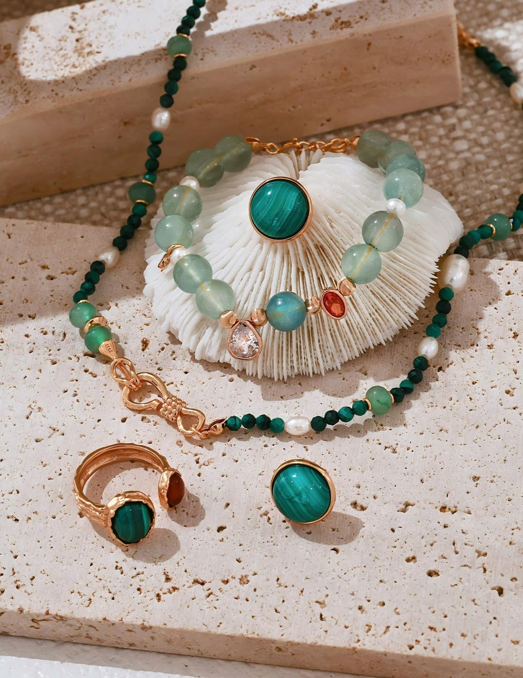 Green Fluorite Zircon Pearl Bracelet — 18K Gold Vermeil, natural freshwater pearl, cubic zirconia, green fluorite | SENLORE