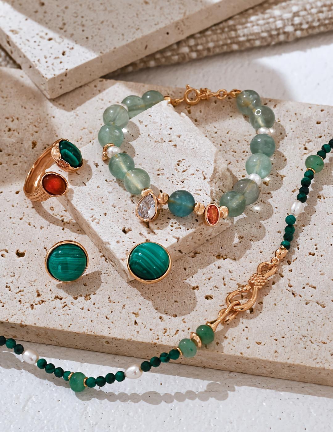 Green Fluorite Zircon Pearl Bracelet — 18K Gold Vermeil, natural freshwater pearl, cubic zirconia, green fluorite | SENLORE
