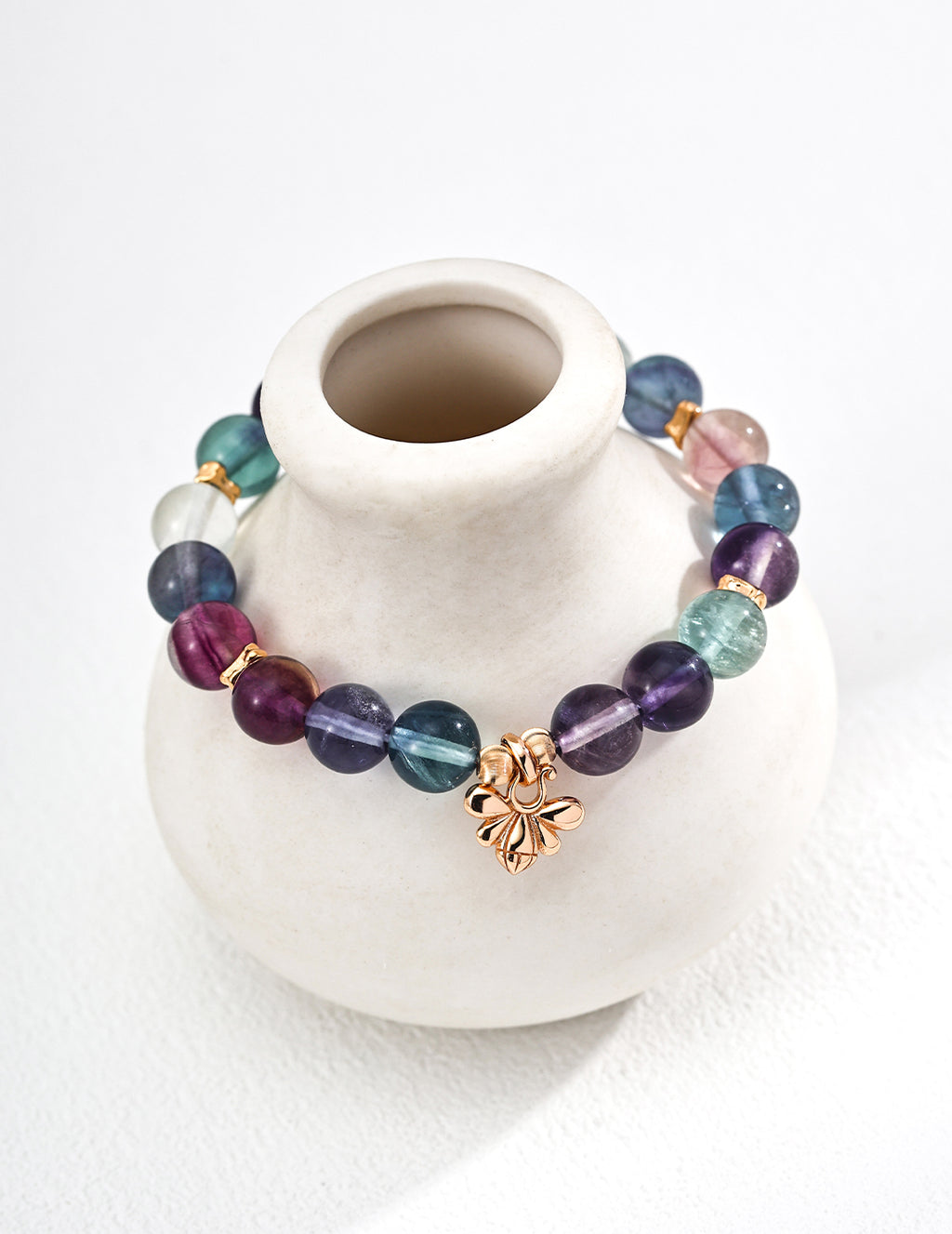 Multicolor Fluorite Bracelet — 18K Gold Vermeil, fluorite | SENLORE