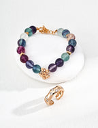 Multicolor Fluorite Bracelet — 18K Gold Vermeil, fluorite | SENLORE