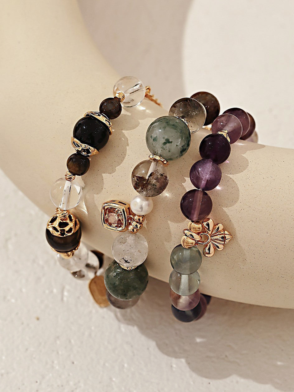Multicolor Fluorite Bracelet — 18K Gold Vermeil, fluorite | SENLORE