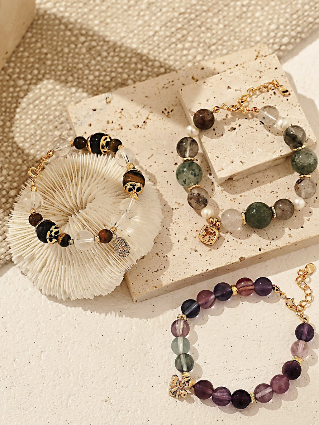 Multicolor Fluorite Bracelet — 18K Gold Vermeil, fluorite | SENLORE