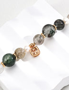 Phantom Quartz Pearl Bracelet — 18K Gold Vermeil, natural freshwater pearl, green phantom quartz | SENLORE