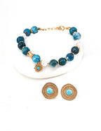 Pearl Blue Turquoise Bracelet — 18K Gold Vermeil, natural freshwater pearl, blue turquoise, turquoise | SENLORE