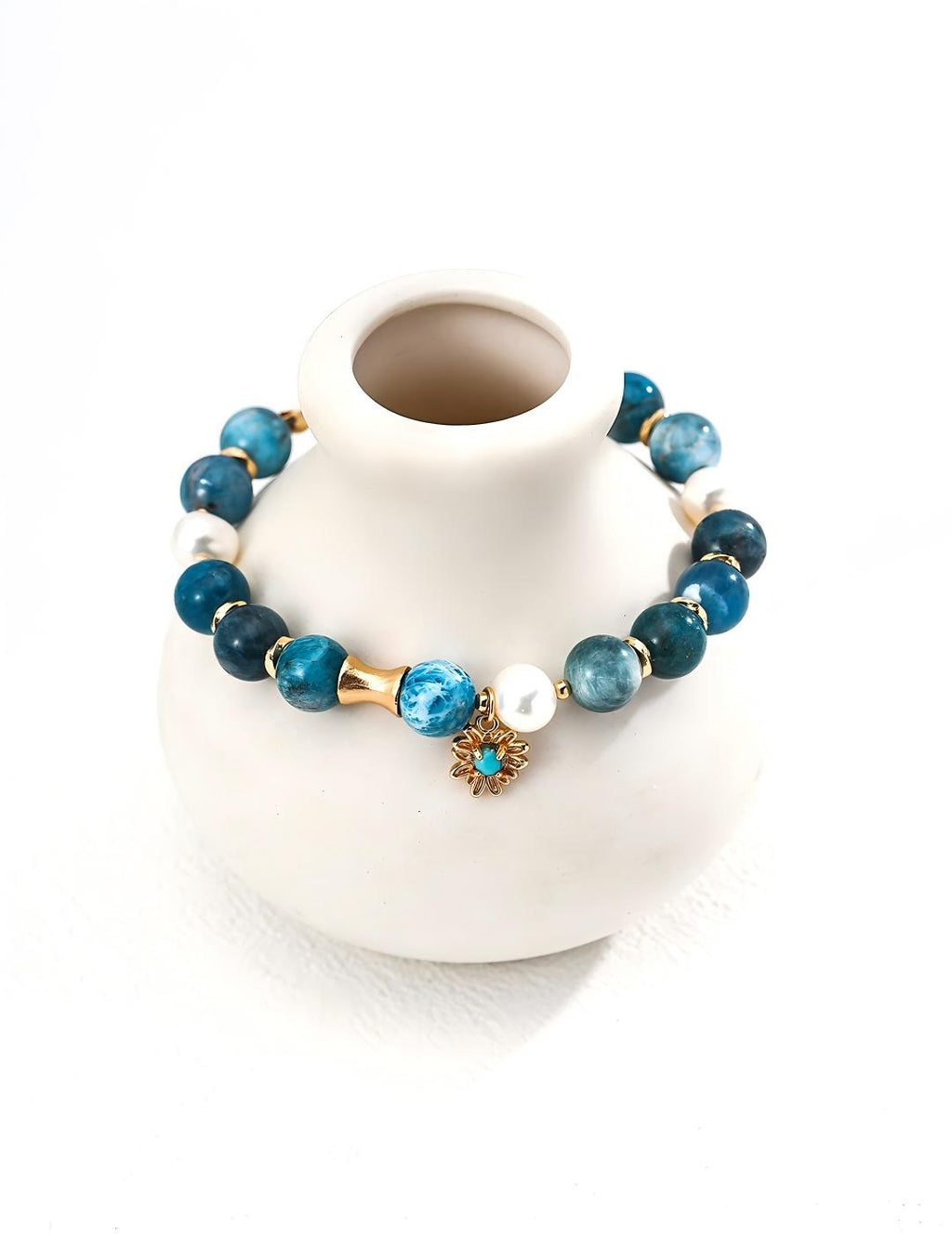 Pearl Blue Turquoise Bracelet — 18K Gold Vermeil, natural freshwater pearl, blue turquoise, turquoise | SENLORE