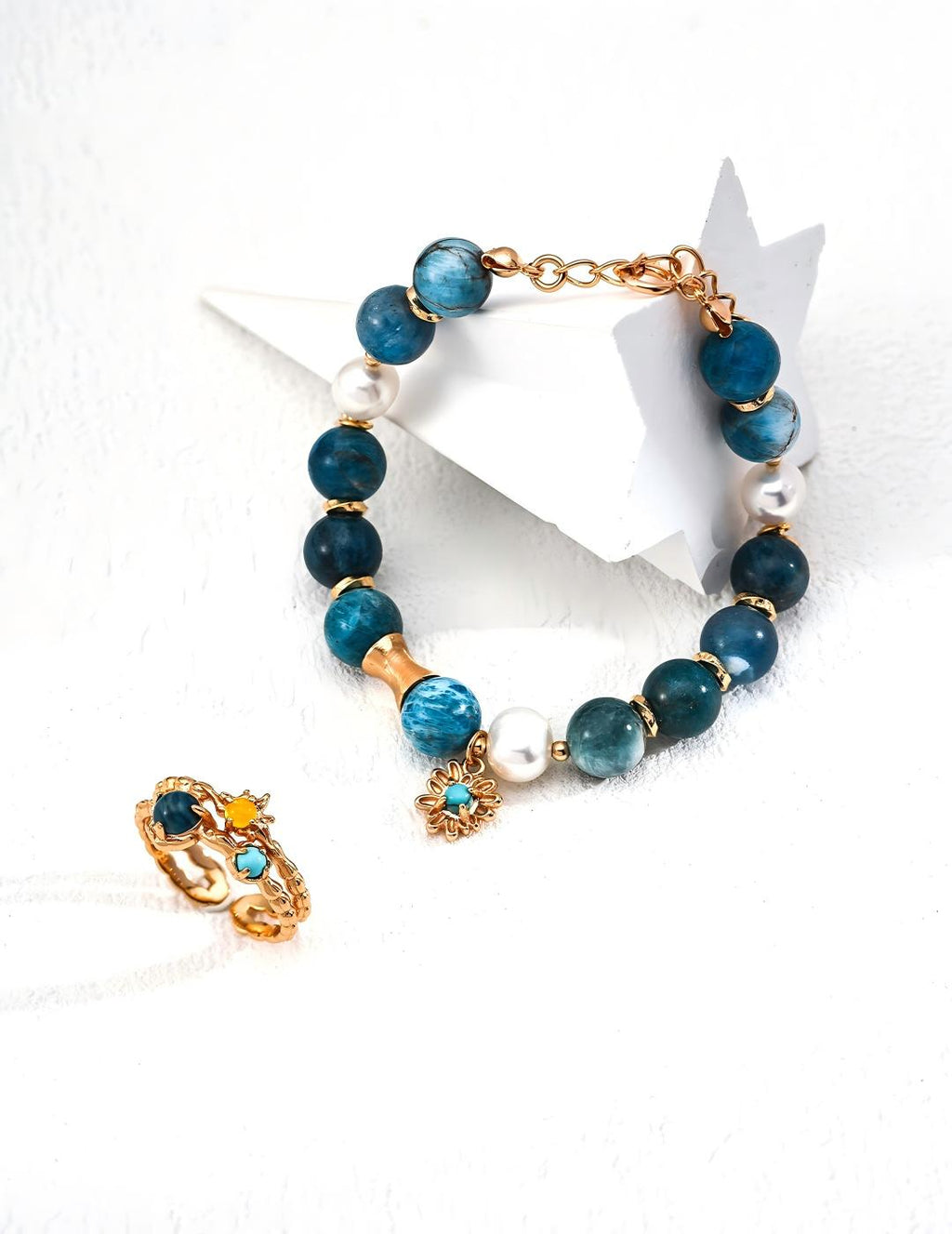 Pearl Blue Turquoise Bracelet — 18K Gold Vermeil, natural freshwater pearl, blue turquoise, turquoise | SENLORE