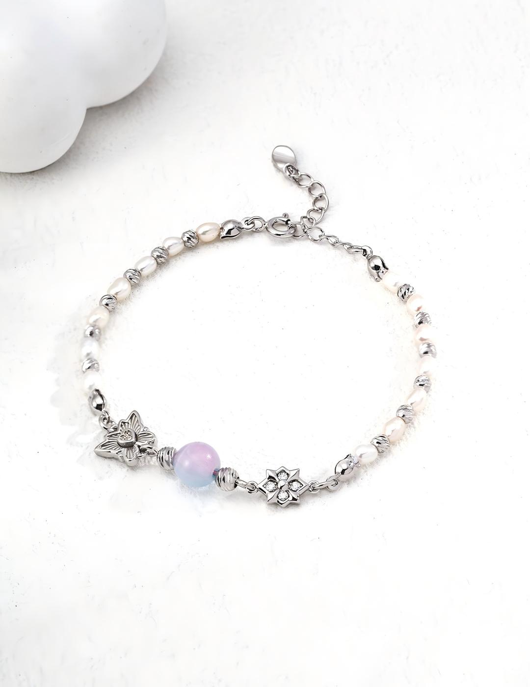 Cat's Eye Pearl Bracelet — Sterling Silver, 18K Gold Vermeil, natural freshwater pearl, gradient cat's eye | SENLORE