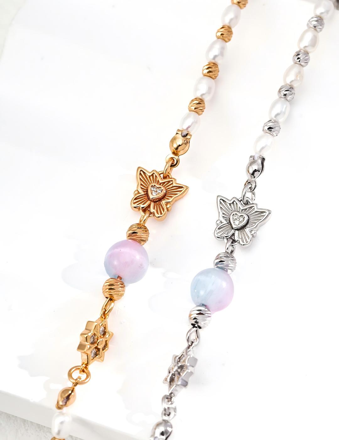 Cat's Eye Pearl Bracelet — Sterling Silver, 18K Gold Vermeil, natural freshwater pearl, gradient cat's eye | SENLORE