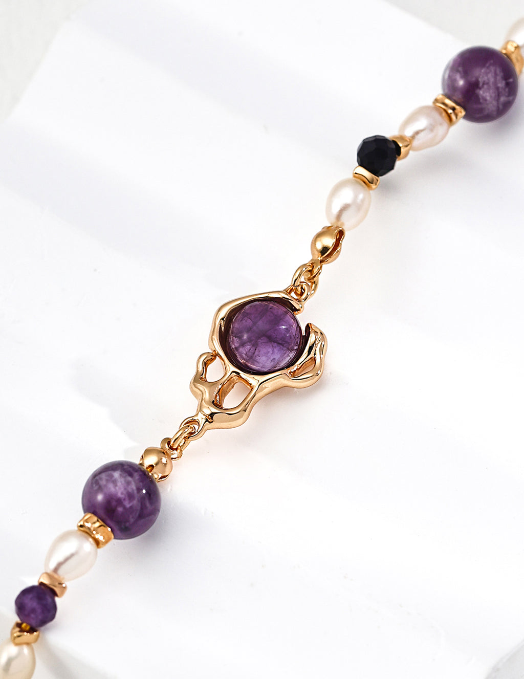 Amethyst Pearl Bracelet — 18K Gold Vermeil, amethyst, agate, natural freshwater pearl | SENLORE