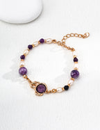 Amethyst Pearl Bracelet — 18K Gold Vermeil, amethyst, agate, natural freshwater pearl | SENLORE