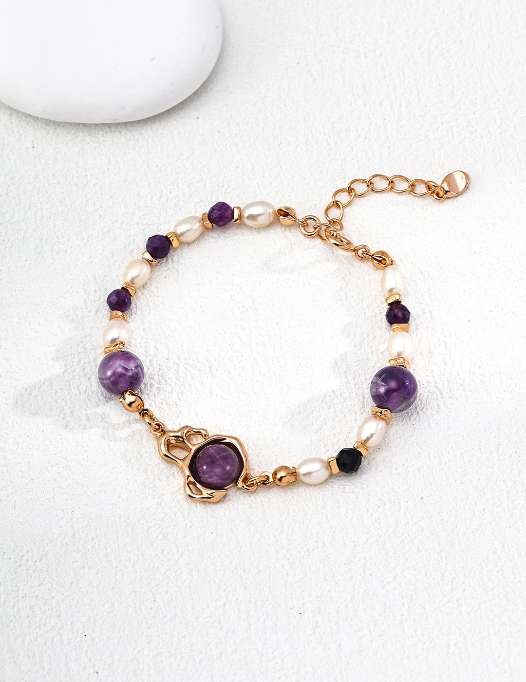 Amethyst Pearl Bracelet — 18K Gold Vermeil, amethyst, agate, natural freshwater pearl | SENLORE