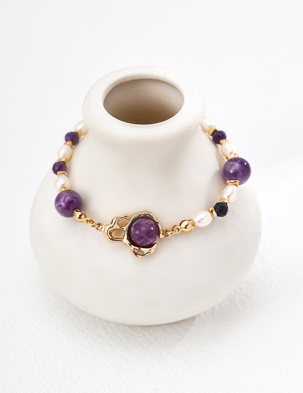 Amethyst Pearl Bracelet — 18K Gold Vermeil, amethyst, agate, natural freshwater pearl | SENLORE