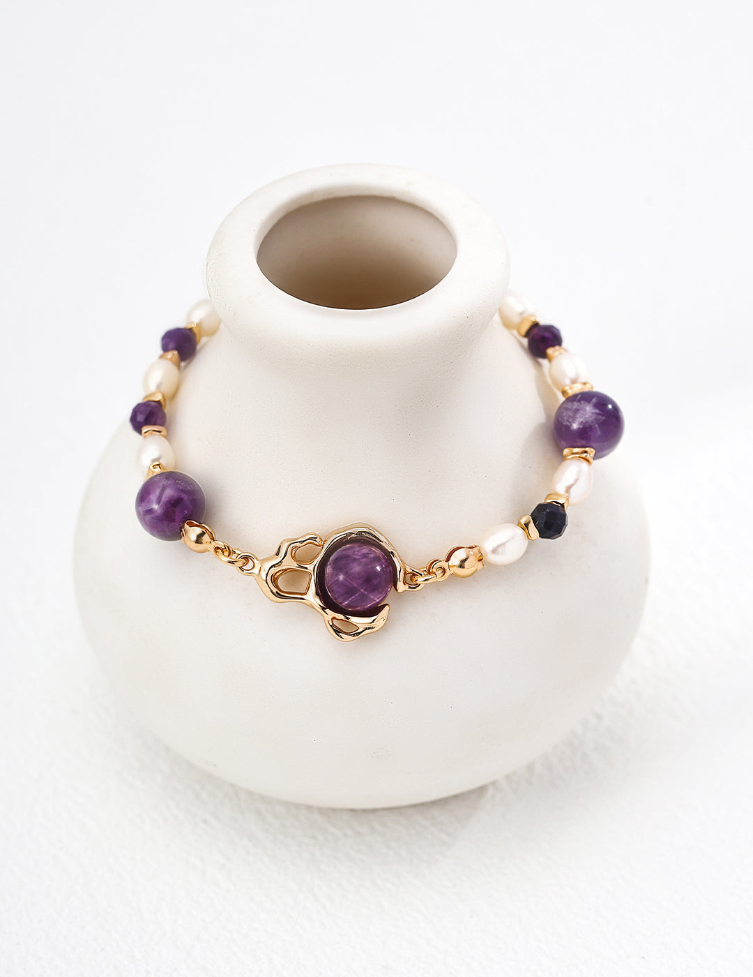 Amethyst Pearl Bracelet — 18K Gold Vermeil, amethyst, agate, natural freshwater pearl | SENLORE