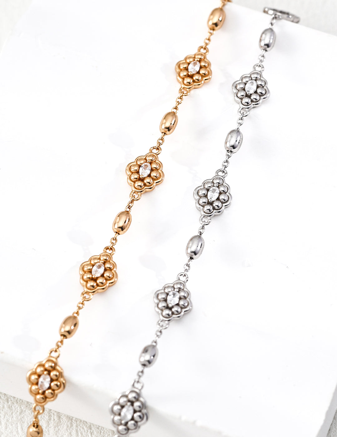 Court Floral Zircon Bracelet — Sterling Silver, 18K Gold Vermeil, cubic zirconia | SENLORE