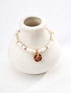 SENLORE Vintage Coin Pearl Bracelet – Detail Close-up