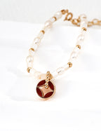SENLORE Vintage Coin Pearl Bracelet – Side View