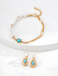 SENLORE Natural Turquoise Pearl Bracelet – Detail Close-up