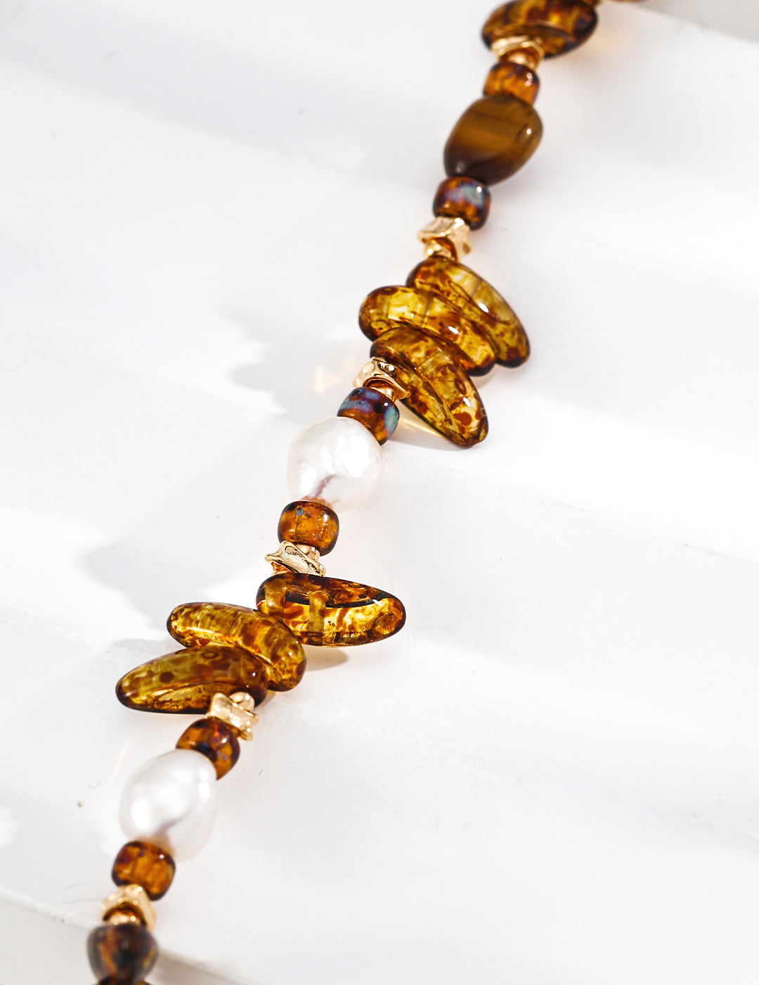 Pearl Czech Glass Tiger's Eye Bracelet — 18K Gold Vermeil, natural freshwater pearl, glass, tiger's eye | SENLORE