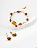 Tiger's Eye Pearl Crystal Bracelet — 18K Gold Vermeil, natural freshwater pearl, tiger's eye, citrine | SENLORE
