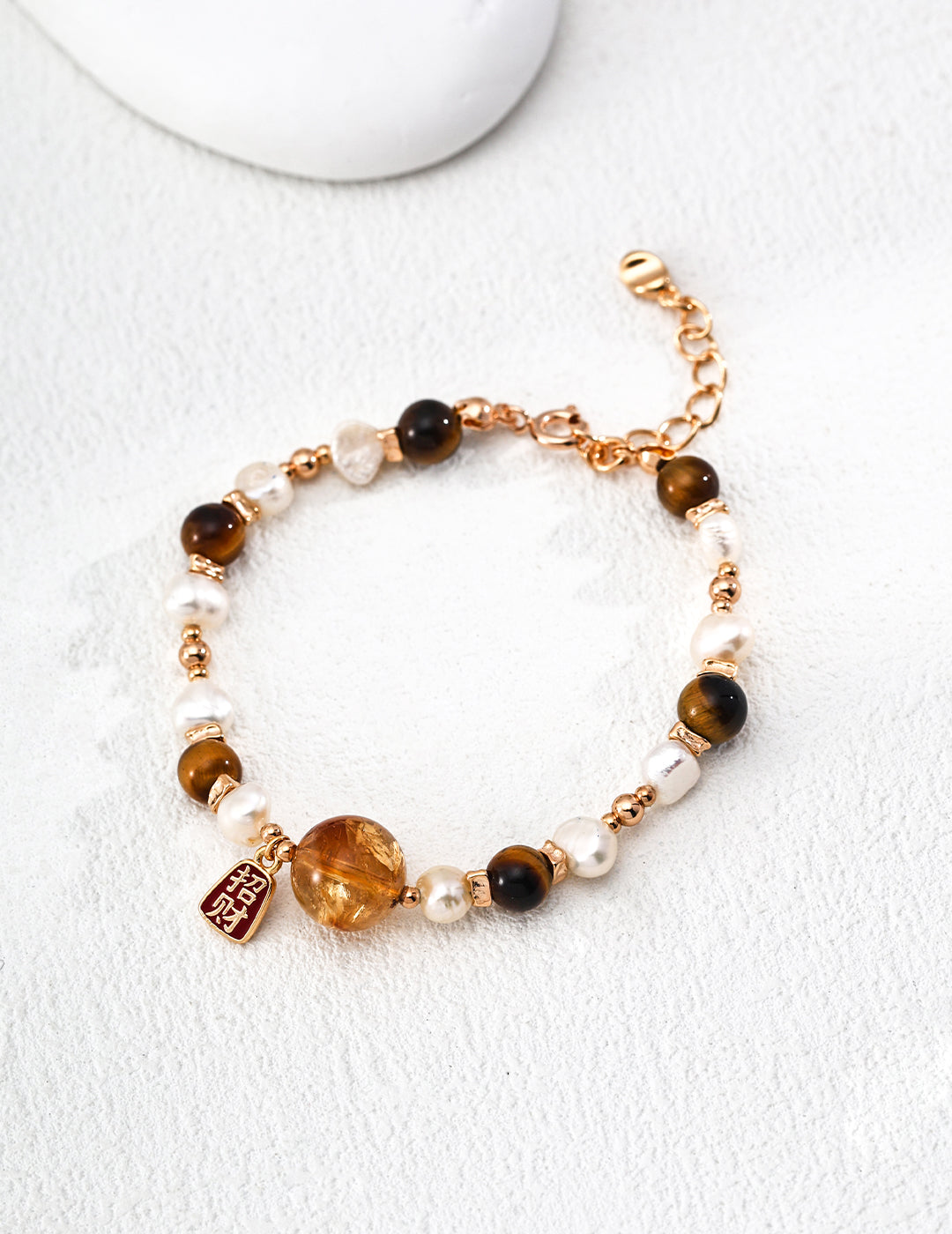 Tiger's Eye Pearl Crystal Bracelet — 18K Gold Vermeil, natural freshwater pearl, tiger's eye, citrine | SENLORE