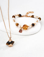 Tiger's Eye Pearl Crystal Bracelet — 18K Gold Vermeil, natural freshwater pearl, tiger's eye, citrine | SENLORE