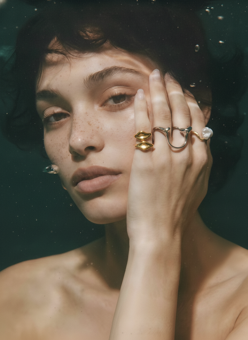 Sculptural Two-Tone Ring in Gold Vermeil & Sterling Silver 