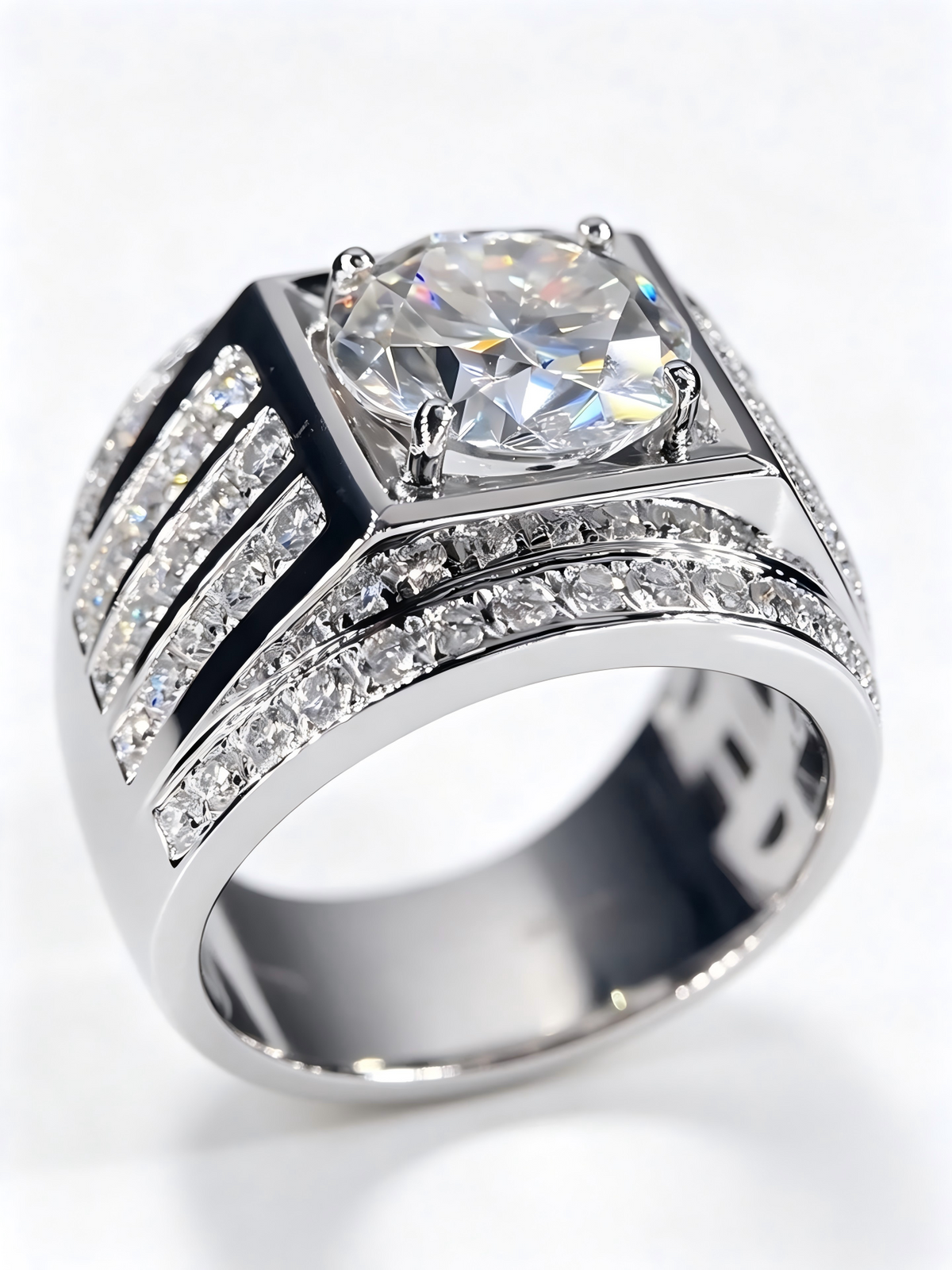 Men’s 3ct Diamond Signet Ring — Pt950 Platinum Bespoke Commission