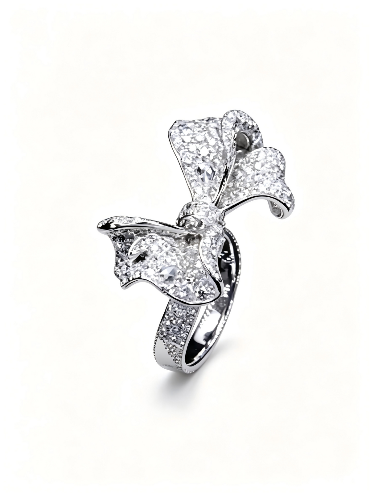 Full-Pavé Diamond Bow Ring — Pt950 Platinum Bespoke Commission