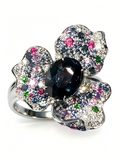 Midnight Bloom Ring — Multi-Gemstone Bespoke Commission